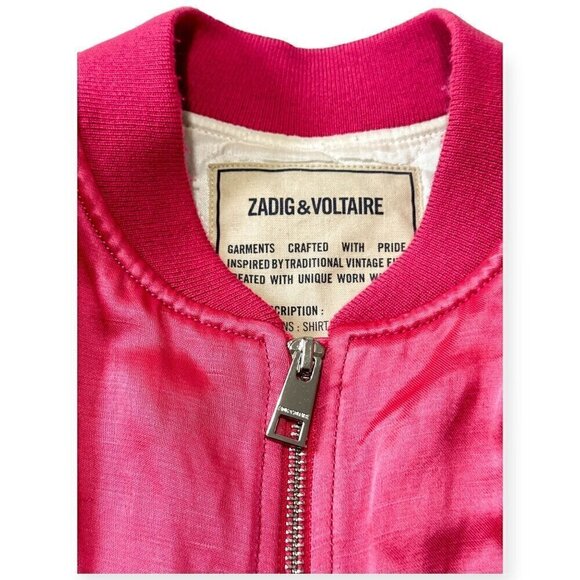 Zadig & Voltaire Ben Bomber Jacket, Pink, Fuchsia, Size M - Picture 4 of 16